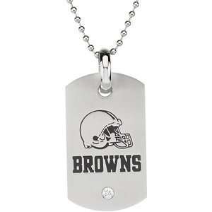   26.00mm Cleveland Browns Logo Dog Tag W/Chain CleverEve Jewelry
