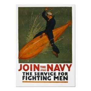  Vintage Join The Navy Military Recruitment Print