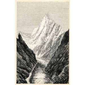  1879 Steel Engraving Glacier Mount Cook Aoraki New Zealand 