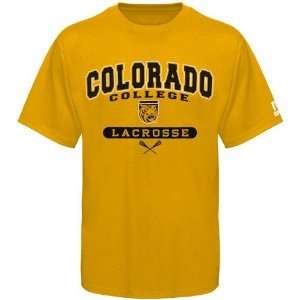  NCAA Russell Colorado College Tigers Gold Lacrosse T shirt 