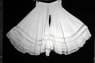 VERY RARE FRENCH WHITE VICTORIAN WIDE 42  LEG BLOOMERS INSET LACE 27 