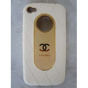 Iphone 4/4G Deluxe Case White Luxury Designer CC Style Free Screen 