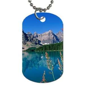 Scenic Nature Lake Mountains Dog Tag with 30 chain necklace Great 