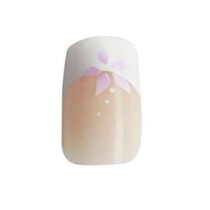   Flower & White French Tip Glue/Stick/Press On Artificial/False Nails
