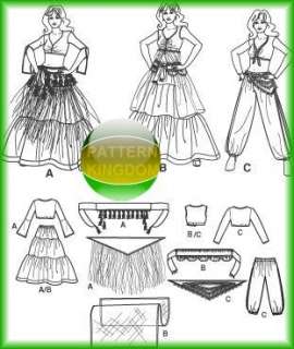   instructions to sew tops, shrug, skirt, sash, pants and hip & scarf