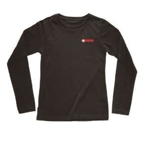   Womens Long Sleeve T Shirt. 100% Cotton. Yamaha Logo. CRW 11LSM BK