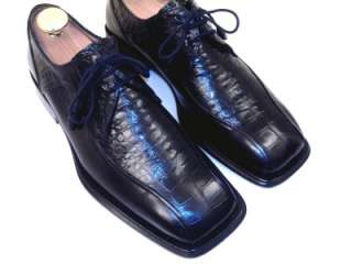 Mezlan Mens ALLIGATOR CROCODILE Black Dress Shoes Blucher Derby 