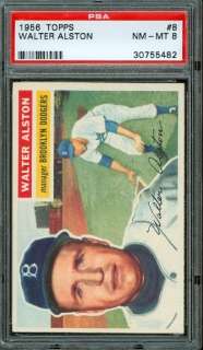 1956 Topps #8   Walter Alston   PSA 8 (white back)   Brooklyn Dodgers 