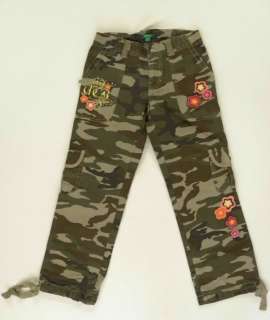 UNITED COLORS BENETTON GIRLS CAMOUFLAGE ARMY TROUSERS  