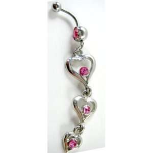   Chandelier Style   Tri Heart 3 tier Hearts Belly Button Toys & Games