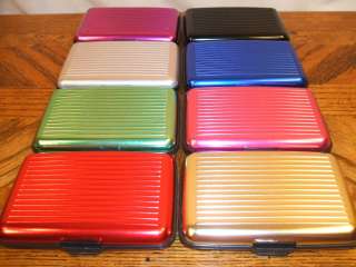 DELUXE ALUMA STYLE ALUMINUM WALLET RFID PROTECTION USA SELLER 8 COLORS 