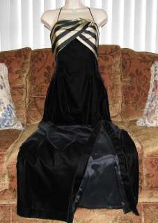 TTO65   Black Velvet Party Prom Dress Evening Gown ML  