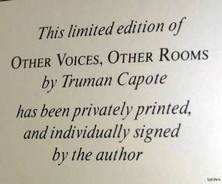 Other Voices Other Rooms   SIGNED Truman Capote   Leather   Limited 
