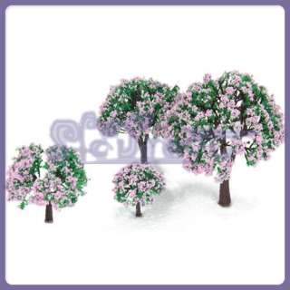 BEAUTIFUL 4 FRUIT Trees Pink Flowers Dollhouse Garden Park Scenery 