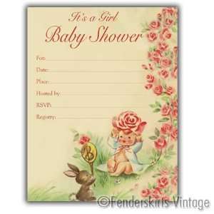  Vintage Baby Girl Bunny Shower Invitations Baby