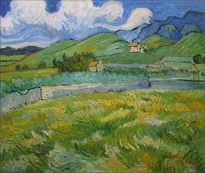 Hand Painted Oil Painting Repro Van Gogh Landscape at Saint Remy 