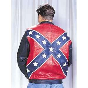  Mens Genuine Leather Rebel Flag BOMBER Jacket W/Z/O Lining 