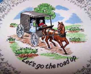 Amish Buggy Plate LETS GO THE ROAD UP Homer Laughlin  