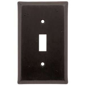 Cast Bronze Single Toggle Switch Plate With Distressed Finish in Dark 