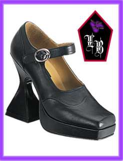 Demonia~BAT Shoes~Black Matte~Coffin Heel~Gothic/Vamp~9  