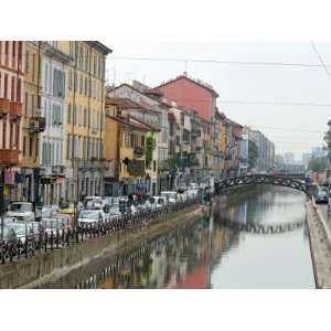  Shops and Restaurants Along Canal, Naviglio Grande, Milan 