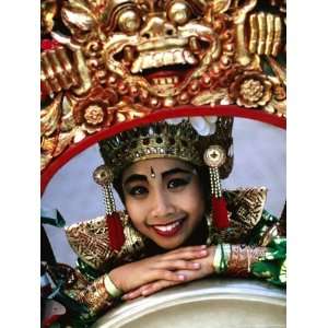  Portrait of a Young, Legong Dancer Posing on Decorative 