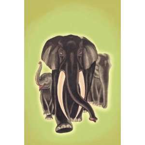  Indian Elephants 24X36 Giclee Paper