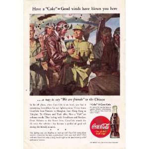   Cola WWII Ad United States Army Gives Chinese a Coke Original War Ad