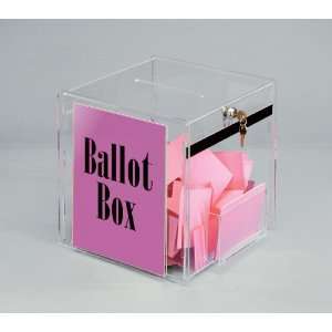  12 inch Cube Ballot Box with Key Lock and Side Pocket and 