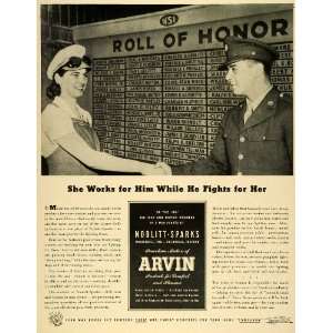  1943 Ad Noblitt Sparks Industries Arvin WW2 Worker Woman 