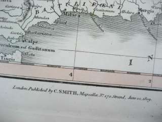 ANCIENT SPAIN HISPANIA GENUINE ANTIQUE MAP SMITH 1809  