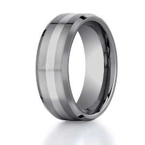  Benchmark 8mm Tungsten Carbide with 18K White Gold Ring 