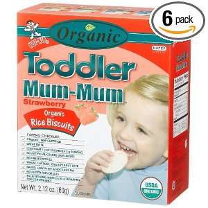 Hot Kid Organic Toddler Mum Mum Strawberry Flavor Rice Biscuit, 24 