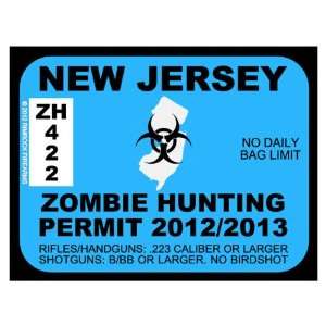  New Jersey Zombie Hunting Permit 2012 (Bumper Sticker 