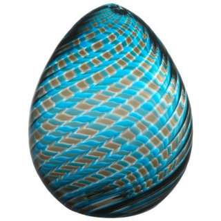  Venini Uova a Canne 5 Inch Aquamarine and Grey Egg