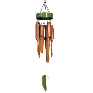  Asli Arts Med Lime Ring Bamboo 24 Inch Wind Chime Patio 