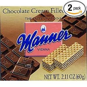 Manner Cream Filled Wafers, Chocolate, 2.11 Ounce Packages (Pack of 2)