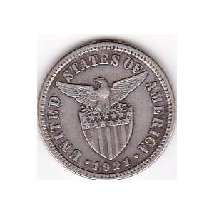  1921 Philippines 10 Centavos Coin 