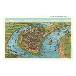  Birds Eye View of Cairo, Illinois Premium Poster Print 