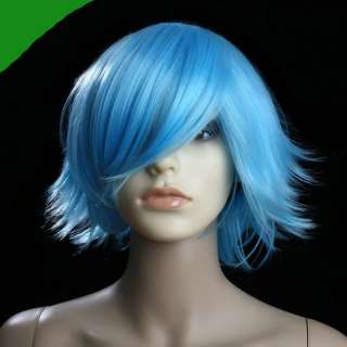 Anime Cosplay Short Layer Party Light Blue Hair Wig Z12  