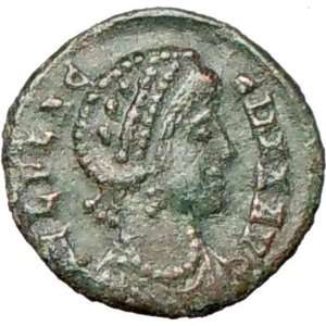 AELIA FLACILLA 383AD Authentic Ancient Rare Roman Coin VICTORY CHI RHO 