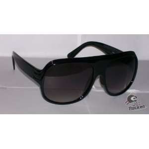 Retro Aviator Streetwear Sunglasses Gloss Black Frames Oversized DJ 