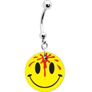  Bloody Headshot Smiley Face Belly Ring Jewelry