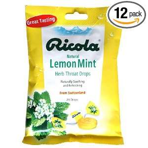 Ricola Herb Throat Drops, Natural Lemon Mint, 24 Count Packages (Pack 