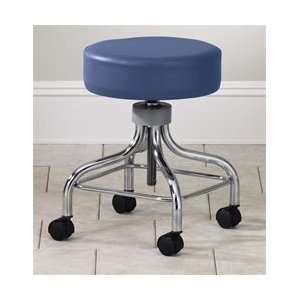  Chrome Base Stool With Square Footring & 2 Dual Wheel 