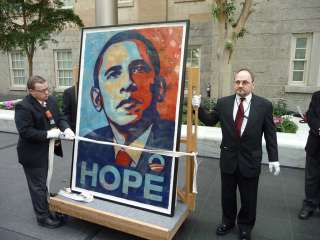pics from the unveiling ceremony of shepard s iconic hope print at the 