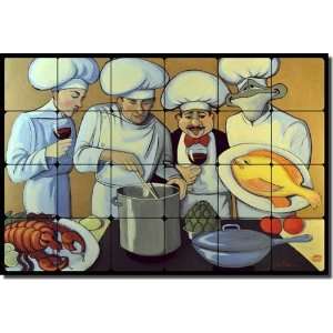 Little Fishy by Jann Harrision   Chefs Tumbled Marble Tile Mural 16 