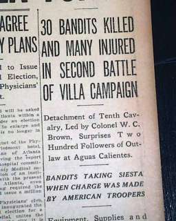 PANCHO VILLA vs. United States Cavalry 1916 Newspaper Troops Smash 