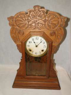 Ingraham Co Gingerbread Clock Ingram Wood Elias Mantle Shlef Antique 