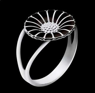 Georg Jensen Silver Black Daisy Ring   11 mm  